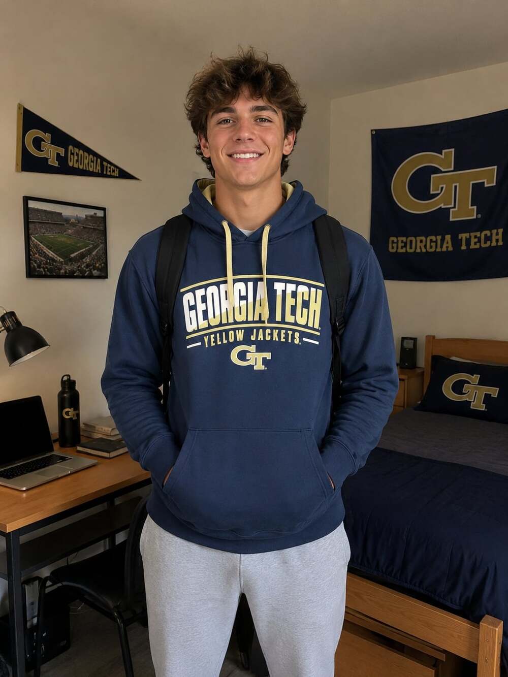 Men's Colosseum Navy Georgia Tech Yellow Jackets Sunrise Pullover Hoodie